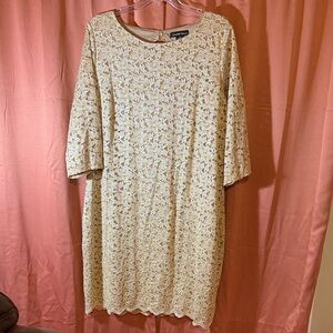 Catherines Beige Lace Long Sleeve Dress